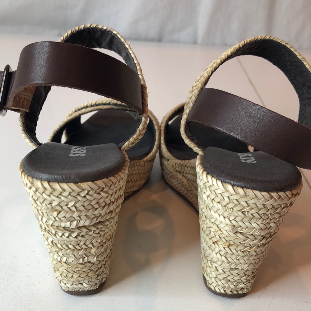 NEW Sesto Meucci Slingback Wedged Heel Sandals Shoes Made In Spain Women’s 7 - Picture 12 of 15